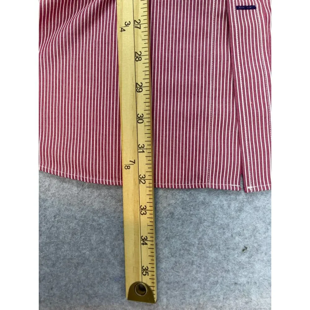 Banana Republic Shirt Men's XL Red Striped Long Sleeve‎ Button Up Non Iron Slim
